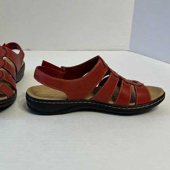 Clarks Collection Gladiator Sandals Leisa Ruby Red Size 7‎ W - Picture 4 of 10